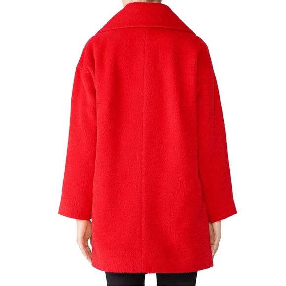 TRINA TURK Ruby Wool Alpaca Blend Red Teddy Coat - Picture 3 of 13